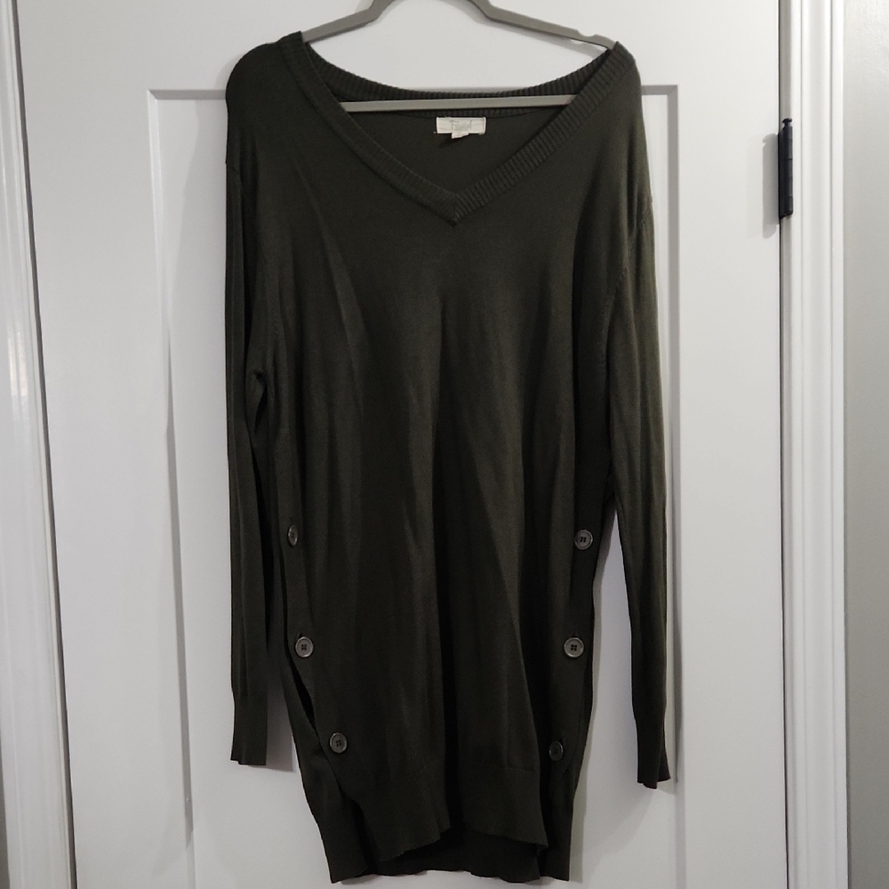 Tunic Sweater Button Side
